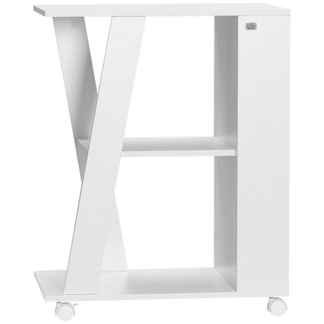 easycomfort easycomfort carrello da cucina portavivande in legno con 2 ripiani e ruote 60x38x77cm bianco