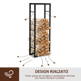 easycomfort easycomfort scaffale legnaia per casa e giardino portata 100kg nero 60x25x150cm