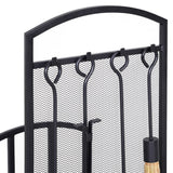 easycomfort portalegna da interno ed esterno in metallo con ganci e 4 attrezzi per camino inclusi nero