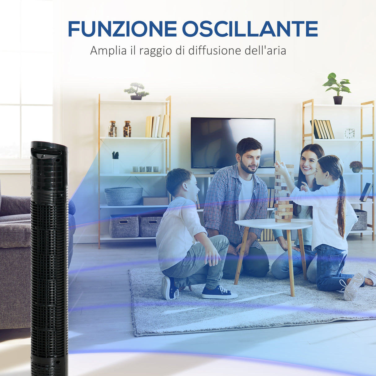 easycomfort easycomfort ventilatore a colonna moderno 3 velocita con oscillazione 70 ventilatore a torre con piantana rotonda e maniglia potenza 50w in pp 20x78 5cm nero