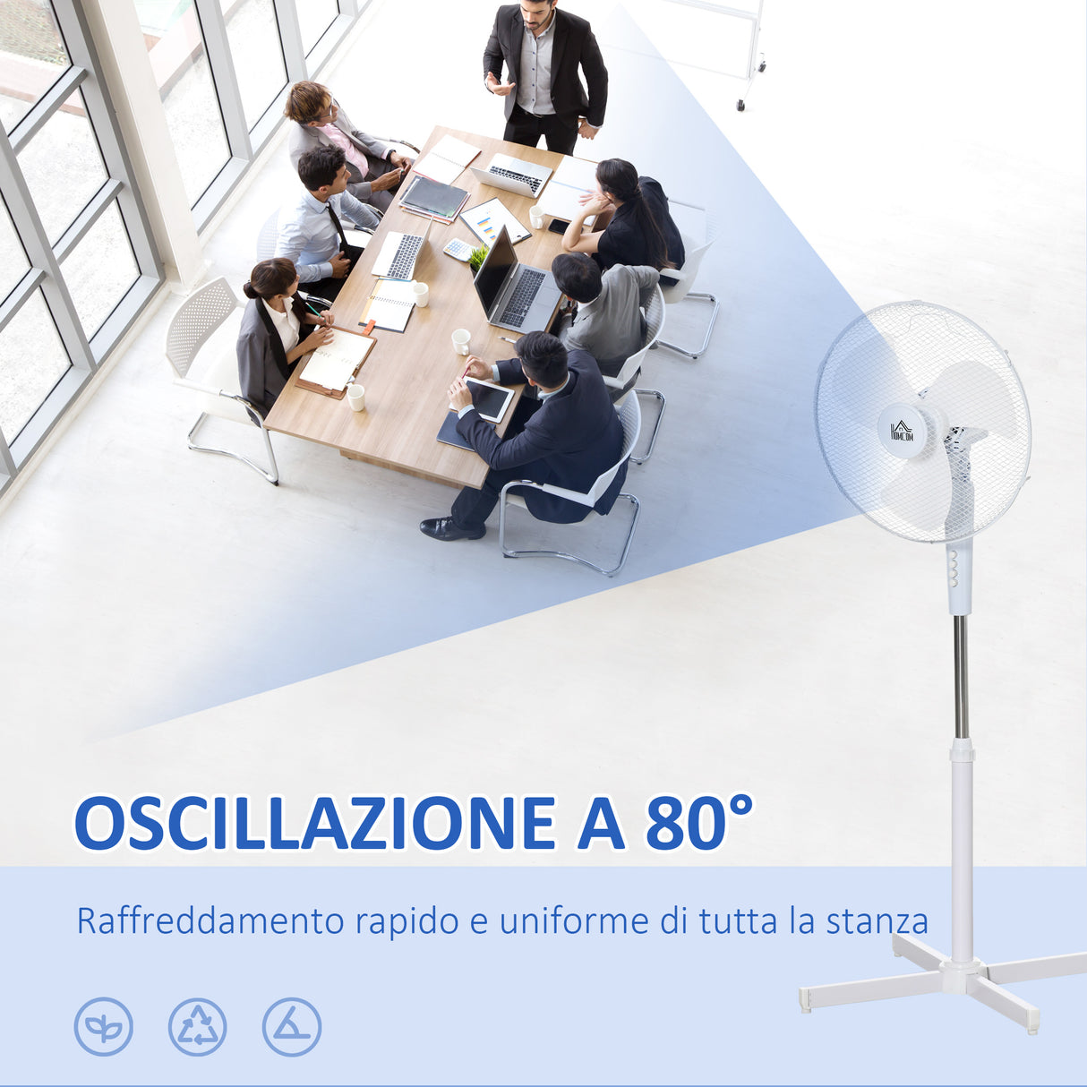 easycomfort ventilatore a piantana a 3 velocita con inclinazione a 80 60x60x90 120cm