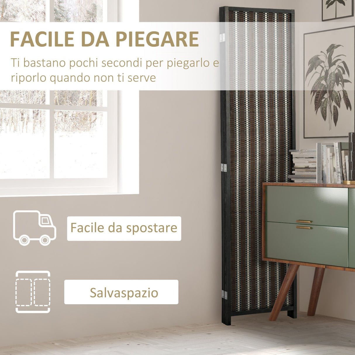 easycomfort easycomfort separe pieghevole a 4 pannelli struttura in legno e bambu fantasia
