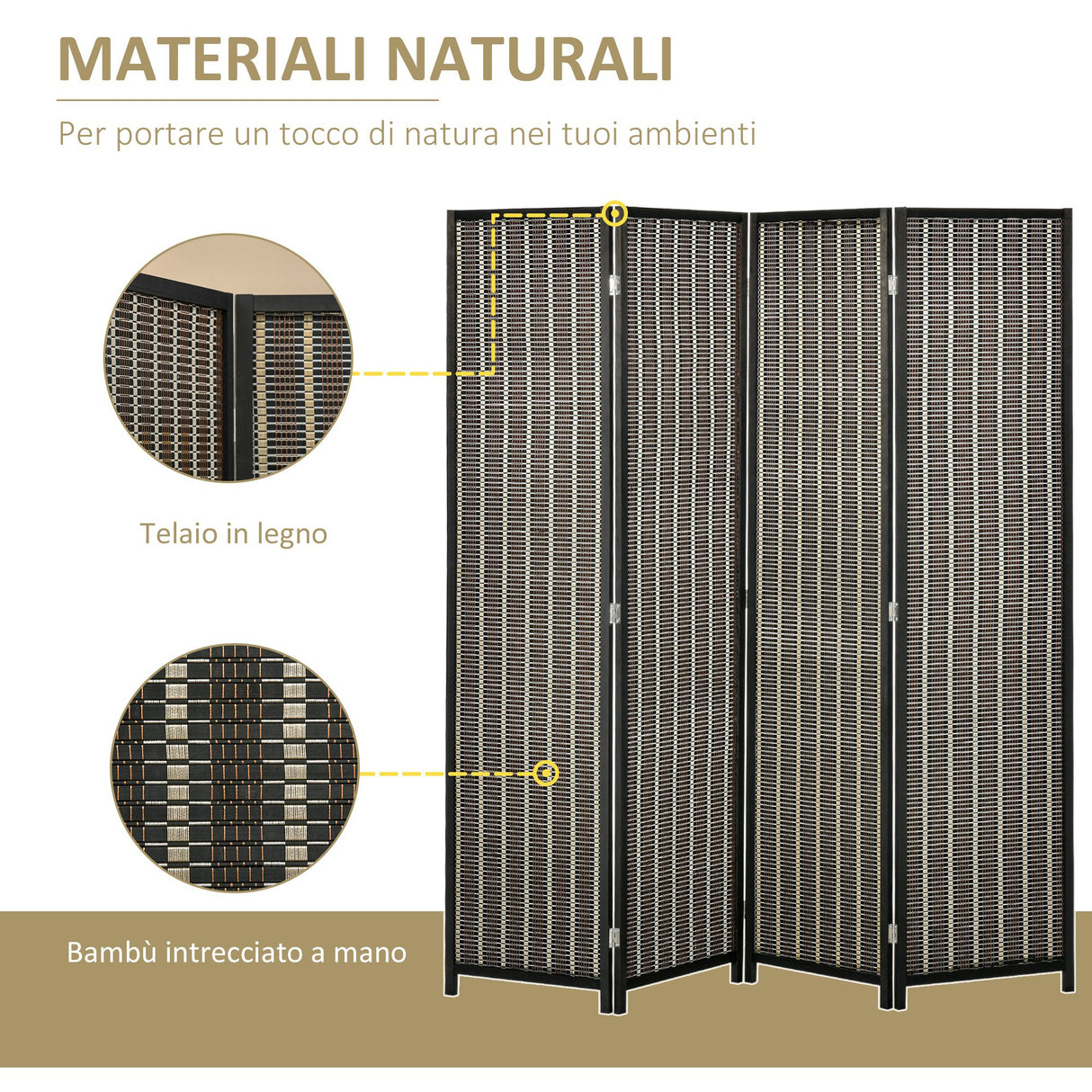 easycomfort easycomfort separe pieghevole a 4 pannelli struttura in legno e bambu fantasia