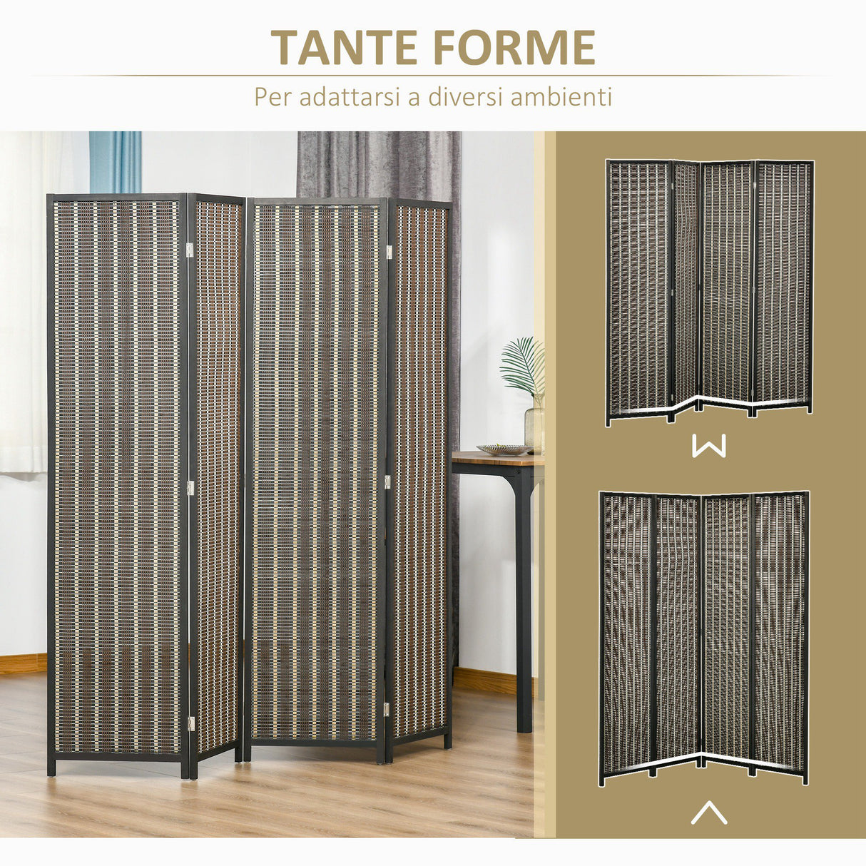 easycomfort easycomfort separe pieghevole a 4 pannelli struttura in legno e bambu fantasia