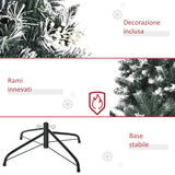 easycomfort easycomfort albero di natale innevato 150cm con bacche decorative bianche base rimovibile pieghevole 378 rami verde