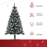 easycomfort easycomfort albero di natale innevato 150cm con bacche decorative bianche base rimovibile pieghevole 378 rami verde