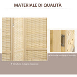 easycomfort easycomfort paravento separe da interno a 4 ante in legno e bambu pieghevole e salvaspazio altezza 170cm marrone
