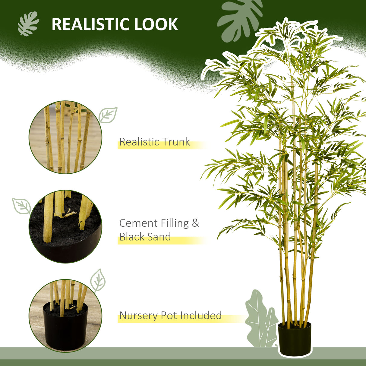 easycomfort bambu in vaso artificiale alto 150cm per interno ed esterno verde