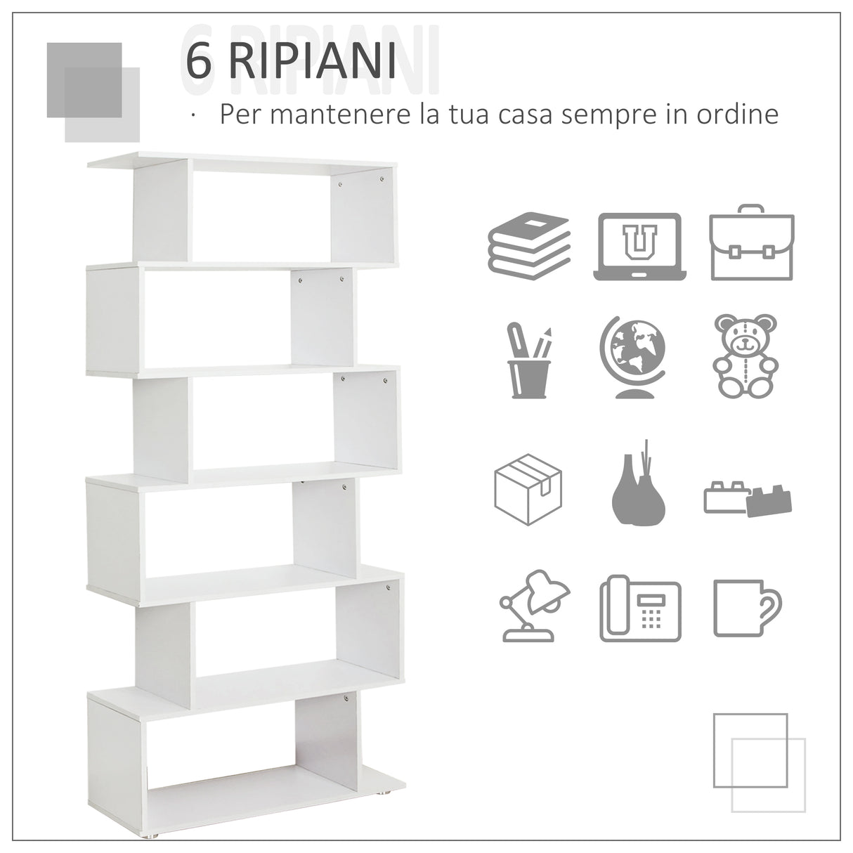 easycomfort easycomfort libreria di design mobili ufficio scaffale in legno 80x24x191cm bianco ean 8054111848879