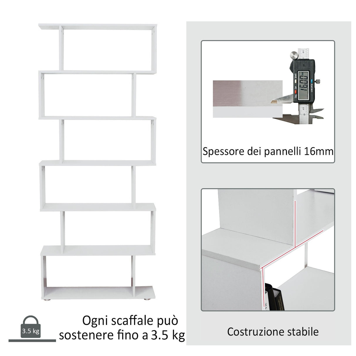 easycomfort easycomfort libreria di design mobili ufficio scaffale in legno 80x24x191cm bianco ean 8054111848879