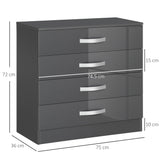 easycomfort easycomfort cassettiera da 4 cassetti con maniglie di metallo in truciolato 75x36x72 cm grigio