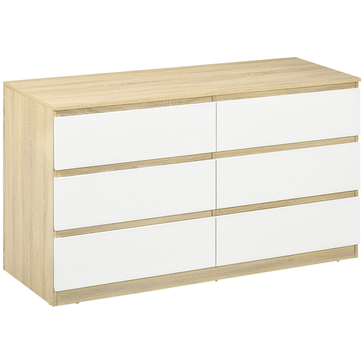 easycomfort easycomfort cassettiera 6 cassetti moderna in legno 135x48x77cm bianco e colore legno