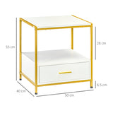 easycomfort easycomfort set di 2 comodini moderni con cassetto e ripiano aperto 50x40x55cm bianco e oro