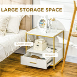 easycomfort easycomfort set di 2 comodini moderni con cassetto e ripiano aperto 50x40x55cm bianco e oro