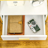 easycomfort easycomfort set di 2 comodini moderni con cassetto e ripiano aperto 50x40x55cm bianco e oro