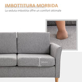 easycomfort easycomfort divano due posti linea moderna e compatta in lino grigio e legno 70cmx141cmx78cm ean 8055776914701