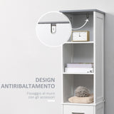easycomfort easycomfort armadietto bagno con scaffale a 3 livelli 1 cassetto e 1 mobiletto 34x30x163cm