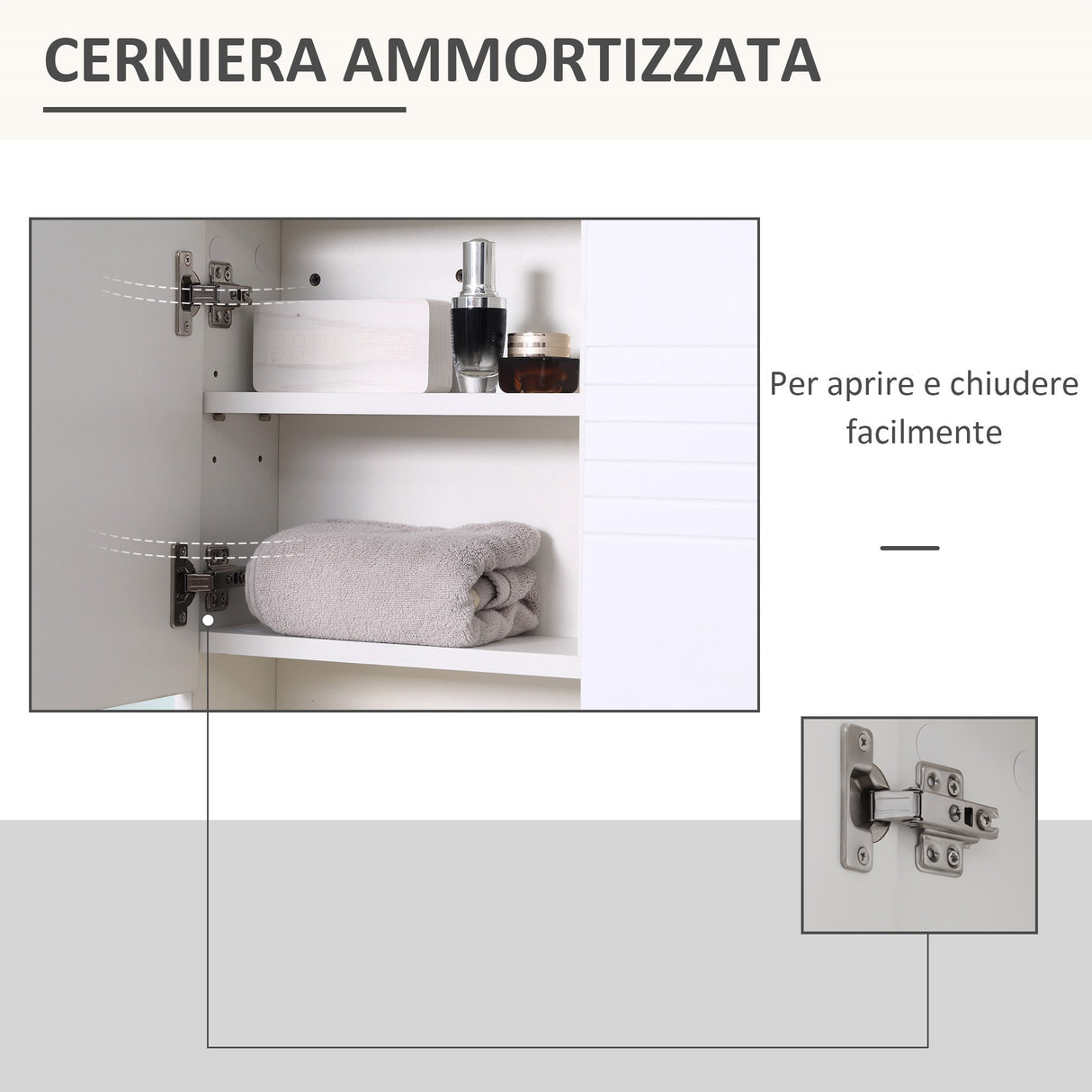 easycomfort easycomfort armadietto specchiera bagno mobiletto bagno pensile con fissaggio a muro 54x15x55cm bianco