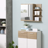 easycomfort easycomfort specchiera bagno a parete con anta e 3 ripiani laterali in legno 60x18x50cm