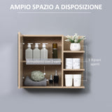 easycomfort easycomfort specchiera bagno a parete con anta e 3 ripiani laterali in legno 60x18x50cm