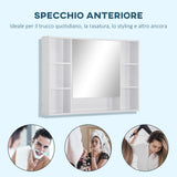easycomfort easycomfort specchiera bagno con mensole e armadietto con anta specchiata 100x15x70cm bianco