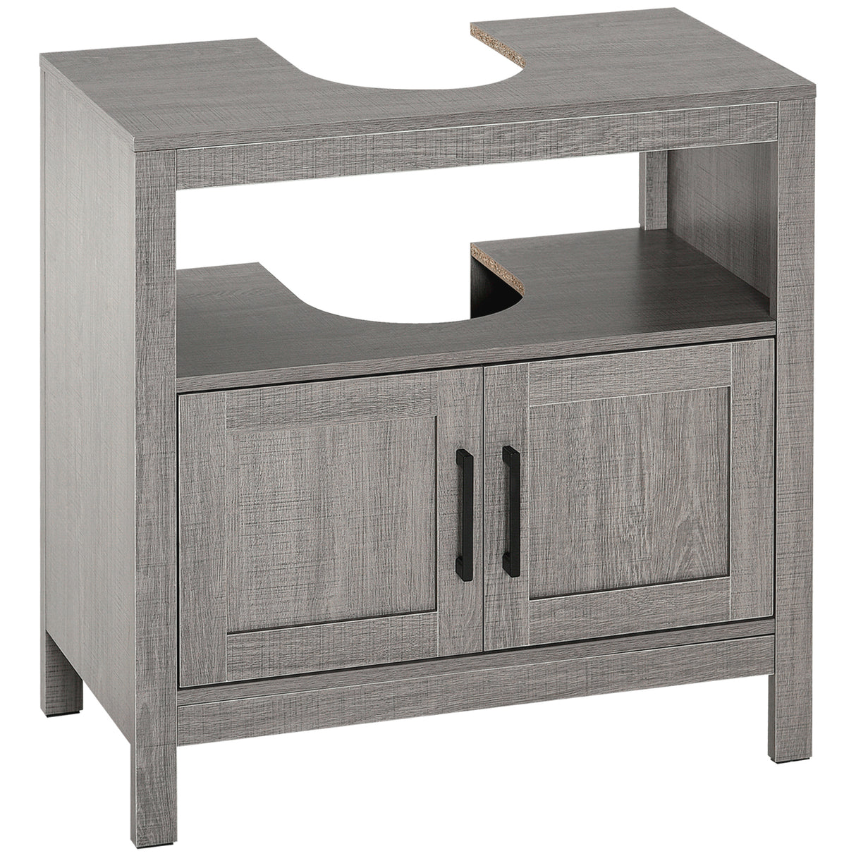 easycomfort easycomfort mobile sottolavabo con armadietto a 2 ante e ripiani in legno 60x30x60cm grigio