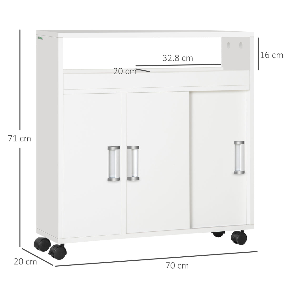 easycomfort easycomfort mobiletto bagno con porte scorrevoli ripiano regolabile e 4 ruote in truciolato e lega di alluminio 70x20x71cm