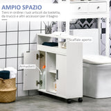 easycomfort easycomfort mobiletto bagno con porte scorrevoli ripiano regolabile e 4 ruote in truciolato e lega di alluminio 70x20x71cm