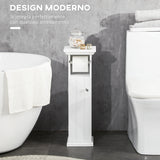 easycomfort easycomfort mobile bagno con porta carta igienica e armadietto in legno mdf 21 5x17 8x66 5cm bianco
