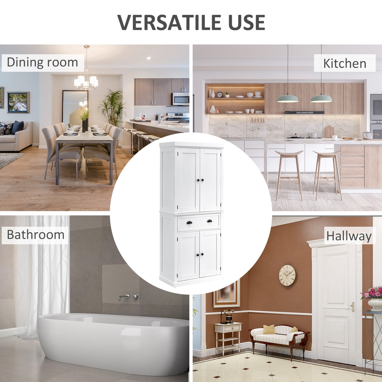 easycomfort easycomfort mobile cucina con armadietto superiore e inferiore e cassetto centrale in legno 76x40 5x184 cm bianco