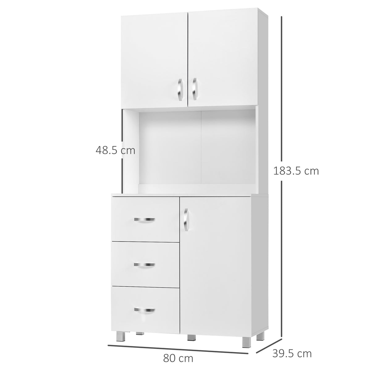 easycomfort easycomfort credenza moderna in legno bianco con 2 armadietti mensole regolabili 1 ripiano aperto e 3 cassetti 80x39 5x183 5cm