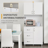 easycomfort easycomfort credenza moderna in legno bianco con 2 armadietti mensole regolabili 1 ripiano aperto e 3 cassetti 80x39 5x183 5cm