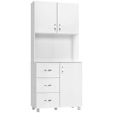 easycomfort easycomfort credenza moderna in legno bianco con 2 armadietti mensole regolabili 1 ripiano aperto e 3 cassetti 80x39 5x183 5cm
