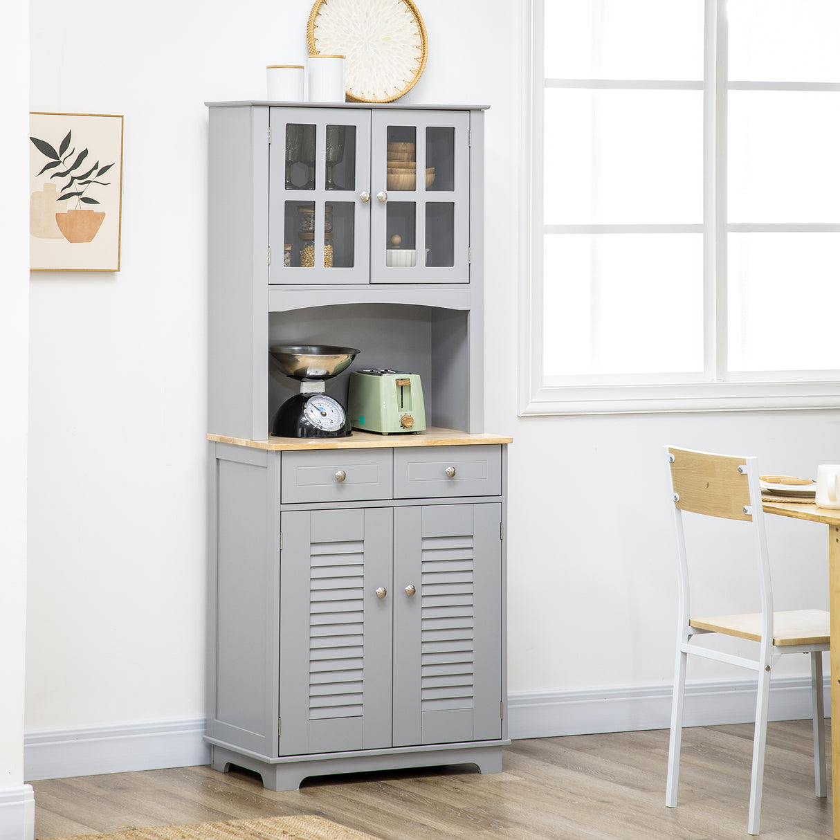 easycomfort easycomfort credenza alta per cucina in legno in stile classico grigio 68x39 5x170cm