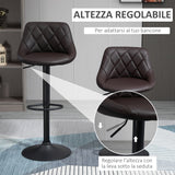 easycomfort easycomfort set 2 sgabelli da bar altezza regolabile con base in metallo e seduta in finta pelle sgabelli moderni con schienale e poggiapiedi 46x48x83 104 cm marrone e nero