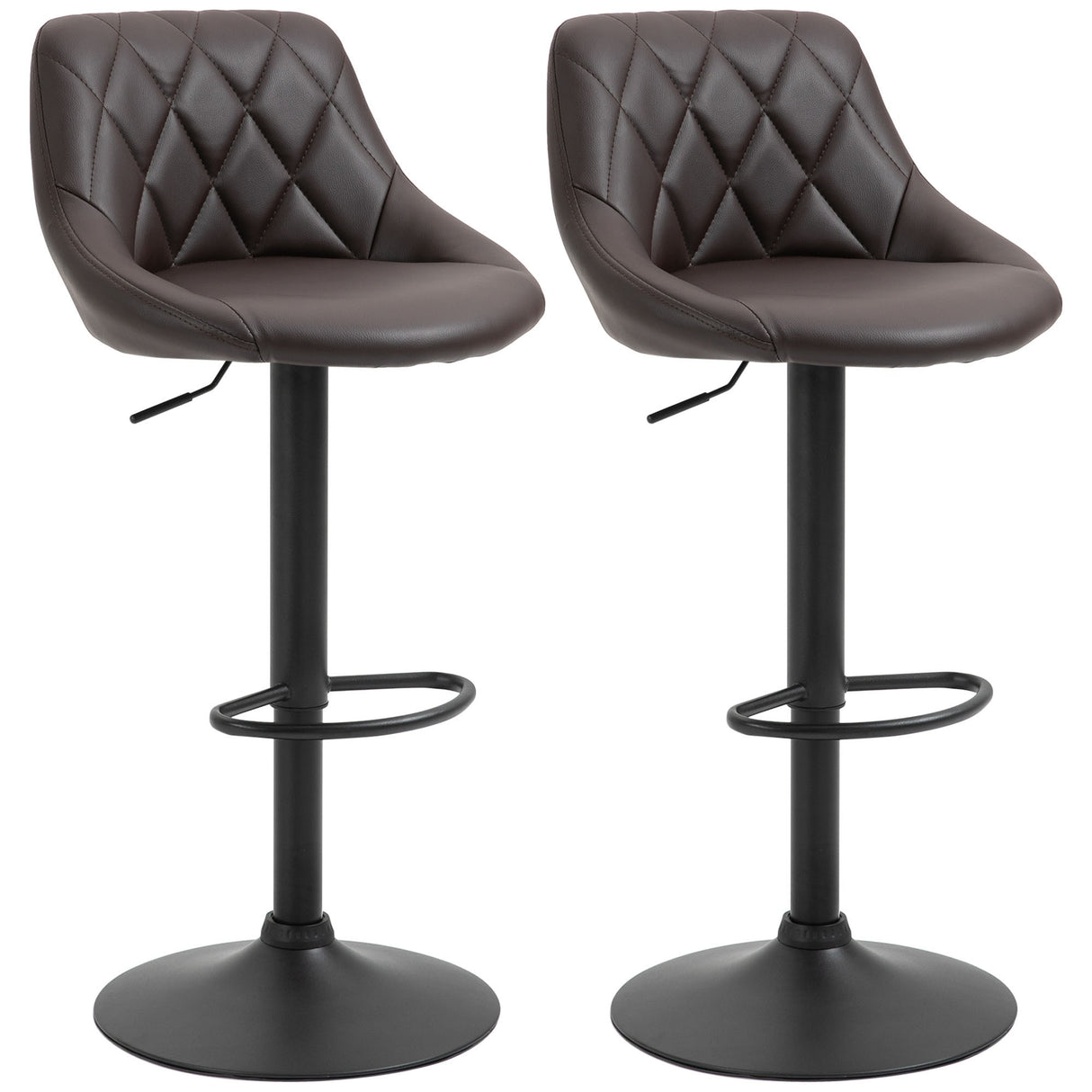 easycomfort easycomfort set 2 sgabelli da bar altezza regolabile con base in metallo e seduta in finta pelle sgabelli moderni con schienale e poggiapiedi 46x48x83 104 cm marrone e nero