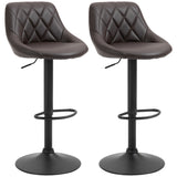 easycomfort easycomfort set 2 sgabelli da bar altezza regolabile con base in metallo e seduta in finta pelle sgabelli moderni con schienale e poggiapiedi 46x48x83 104 cm marrone e nero