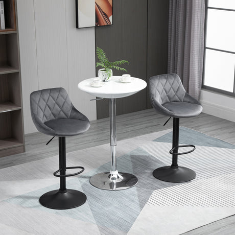 easycomfort easycomfort set 2 sgabelli da bar altezza regolabile con base in metallo e seduta in velluto sgabelli moderni con schienale e poggiapiedi 46x48x83 104cm grigio e nero