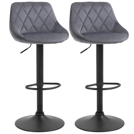 easycomfort easycomfort set 2 sgabelli da bar altezza regolabile con base in metallo e seduta in velluto sgabelli moderni con schienale e poggiapiedi 46x48x83 104cm grigio e nero