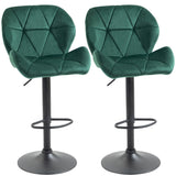 easycomfort easycomfort set 2 sgabelli da bar altezza regolabile con base in metallo e seduta in velluto sgabelli moderni con schienale e poggiapiedi 46x48x83 104cm verde