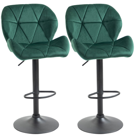 easycomfort easycomfort set 2 sgabelli da bar altezza regolabile con base in metallo e seduta in velluto sgabelli moderni con schienale e poggiapiedi 46x48x83 104cm verde