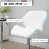 easycomfort easycomfort set 2 sgabelli da bar con altezza regolabile base in metallo e seduta in pelle pu sgabelli con schienale e poggiapiedi 51 5x57 5x93 114 5cm bianco