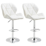 easycomfort easycomfort set 2 sgabelli da bar con altezza regolabile base in metallo e seduta in pelle pu sgabelli con schienale e poggiapiedi 51 5x57 5x93 114 5cm bianco