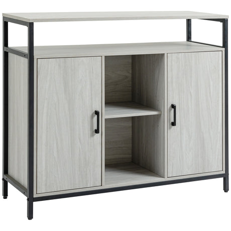 easycomfort easycomfort credenza moderna in legno con 2 armadietti e ripiani mobile cucina e per ingresso grigio chiaro 100x34x87 2cm