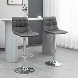 easycomfort easycomfort set 2 sgabelli da bar girevoli in similpelle con schienale e poggiapiedi 42x45x89 110cm grigio