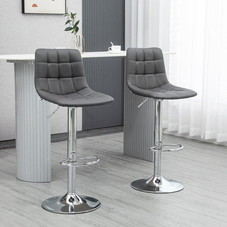 easycomfort easycomfort set 2 sgabelli da bar girevoli in similpelle con schienale e poggiapiedi 42x45x89 110cm grigio