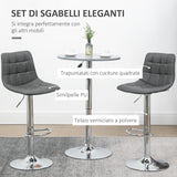 easycomfort easycomfort set 2 sgabelli da bar girevoli in similpelle con schienale e poggiapiedi 42x45x89 110cm grigio