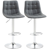 easycomfort easycomfort set 2 sgabelli da bar girevoli in similpelle con schienale e poggiapiedi 42x45x89 110cm grigio