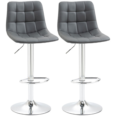 easycomfort easycomfort set 2 sgabelli da bar girevoli in similpelle con schienale e poggiapiedi 42x45x89 110cm grigio
