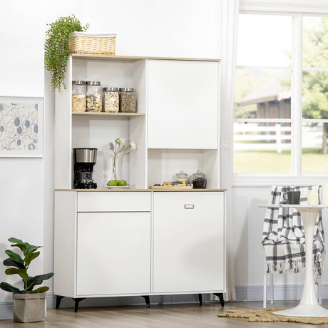 easycomfort easycomfort dispensa cucina in truciolato e mdf con ripiani aperti armadietti e cassetto 119x41x180 cm bianco